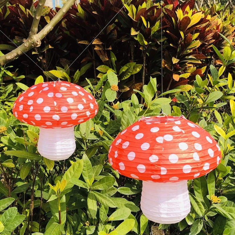 Lotus Mann 3Pcs Large Mushroom Paper Lanterns for Jungle Wonderland Themed Birthday Party Decor 3D Mushroom Ornament for Baby Shower Wedding - Image 2
